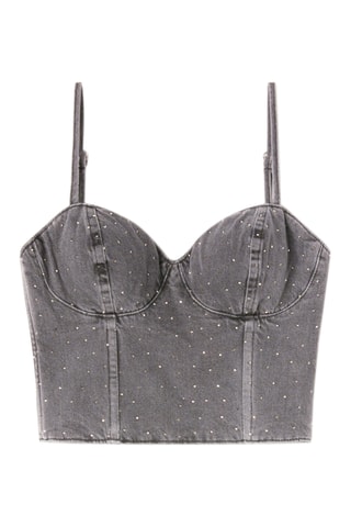 Crop top vaquero - Gris