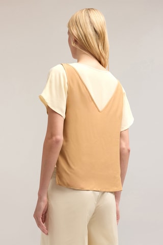 Blusa efecto doble prenda - Beige
