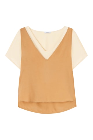 Blusa efecto doble prenda - Beige