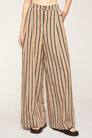 Pantalón palazzo de tiro alto - Beige