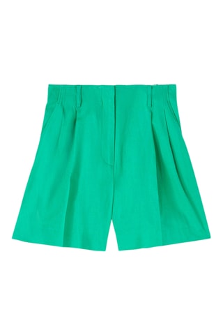 Short de lino de tiro alto - Verde