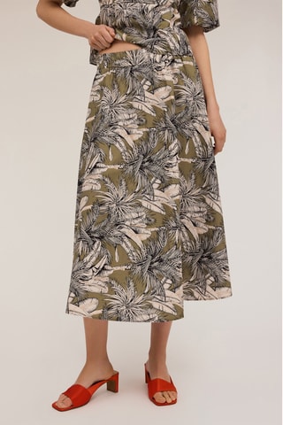 Falda midi de talle alto - Negro