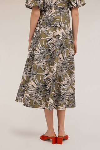 Falda midi de talle alto - Negro