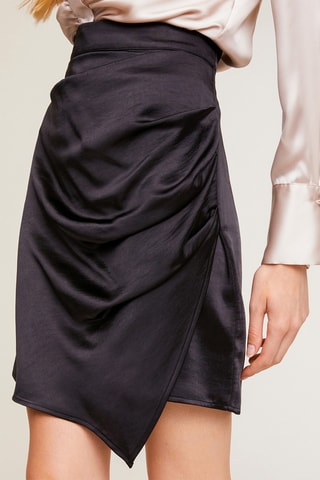 Falda cruzada de talle alto - Negro
