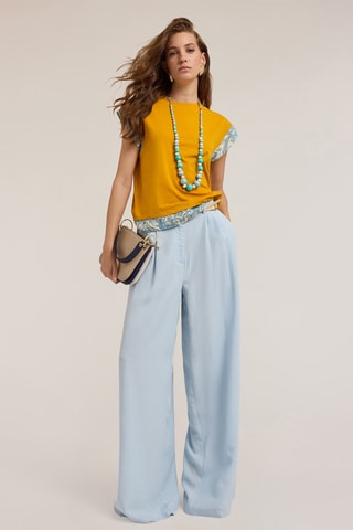 Pantalón palazzo de tiro alto - Azul