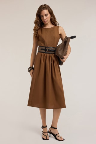 Vestido midi - Beige