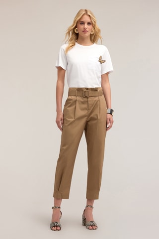 Pantalón chino de tiro alto - Gris