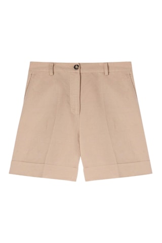 Short de lino de tiro alto - Beige