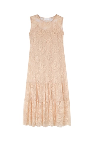 Vestido largo de encaje - Beige