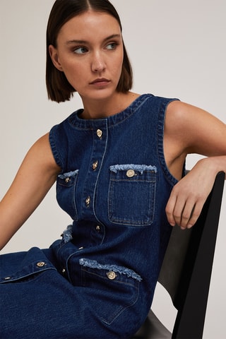 Vestido camisero vaquero - Azul
