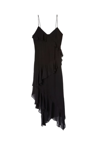 Vestido midi de lino - Negro
