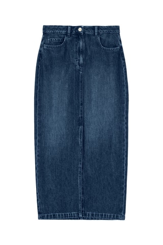 Falda midi vaquera de talle alto - Azul