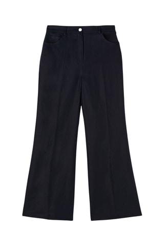 Pantalón wide leg de lino de tiro alto - Azul