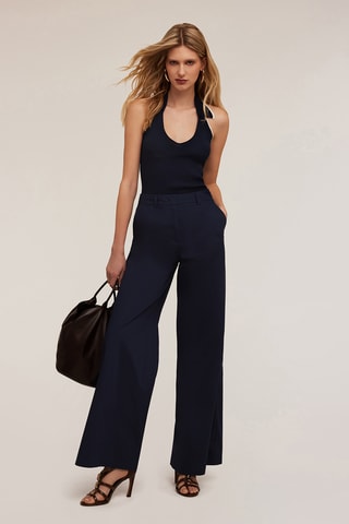Pantalón palazzo de tiro alto - Azul