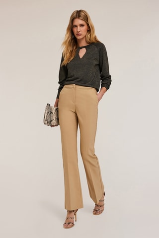 Pantalón flare de lino - Beige