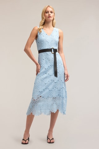 Vestido midi de encaje - Azul