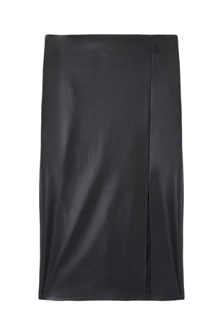 Falda midi de talle alto - Negro