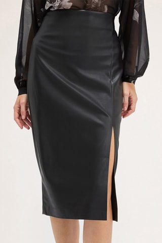 Falda midi de talle alto - Negro