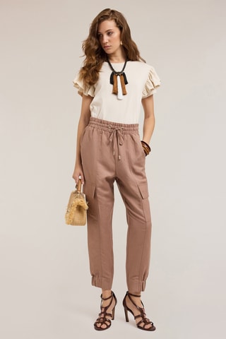 Pantalón cargo de tiro alto - Beige