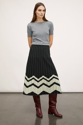 Falda midi plisada - Negro