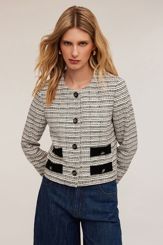 Chaqueta corta de tweed - Blanco