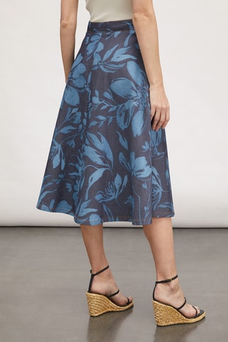 Falda midi vaquera de talle alto - Azul