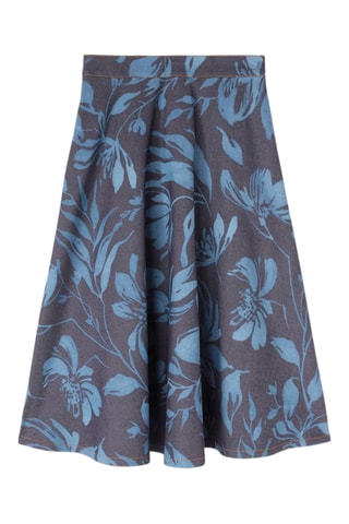 Falda midi vaquera de talle alto - Azul