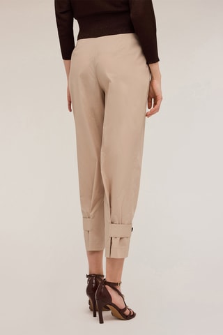Pantalón chino de lino de tiro alto - Beige