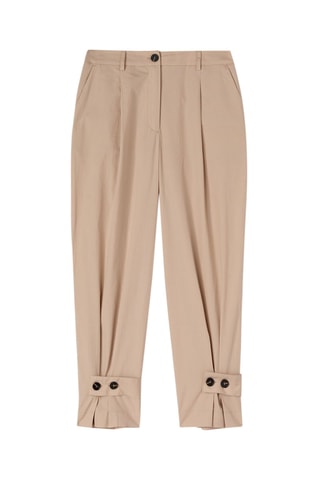 Pantalón chino de lino de tiro alto - Beige