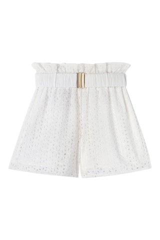 Short con bordado inglés de tiro alto - Blanco