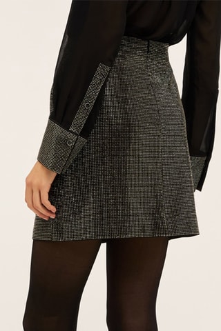 Falda recta de talle alto - Negro