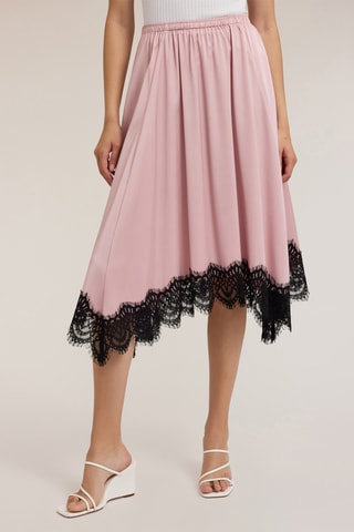 Falda midi de talle alto - Rojo