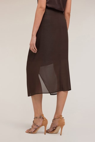Falda cruzada de talle alto - Beige