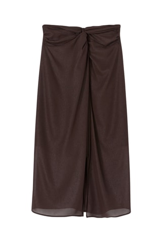 Falda cruzada de talle alto - Beige