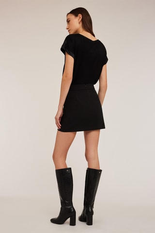 Minifalda de talle alto - Negro