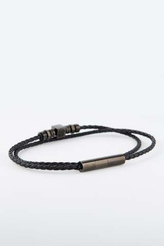 Armband - Leer en Ion Doublé Grijs