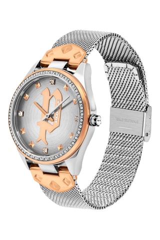 Stalen Quartz Horloge - Zilverkleurig en Roségoudkleurig 