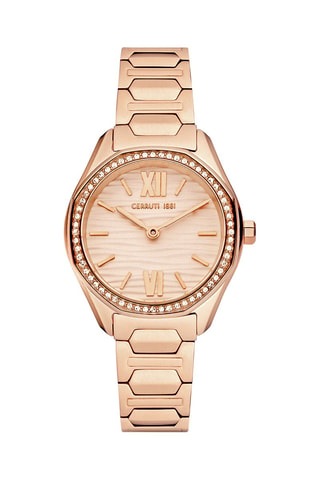Stalen Quartz Horloge Bretagna Roségoudkleurig