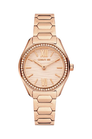 Stalen Quartz Horloge Bretagna Roségoudkleurig