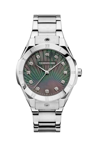 Stalen Quartz Horloge met Parelmoer en Swarovski Kristallen Ruscello - Antraciet en Antraciet
