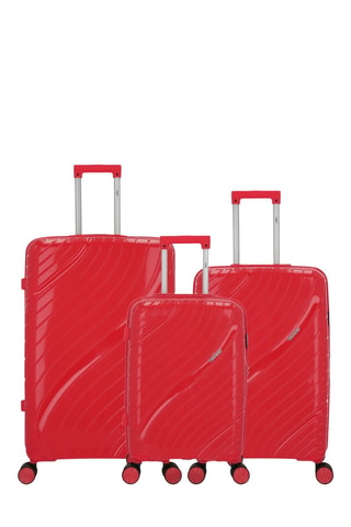 Juego de 3 maletas Lyra (S/M/L)  -  55/65/75 cm - Rojo y plateado