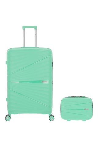 Maleta grande y vanity Vela (L/W)  -  75/35 cm - Verde y plateado