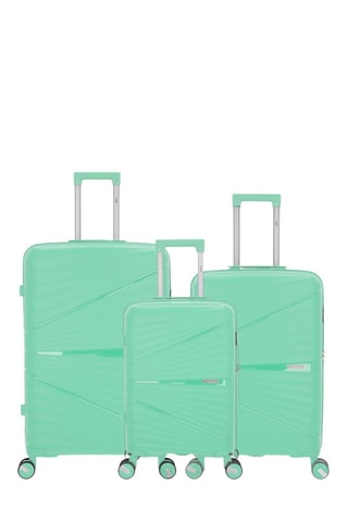 Juego de 3 maletas Vela (S/M/L)  -  55/65/75 cm - Verde y plateado