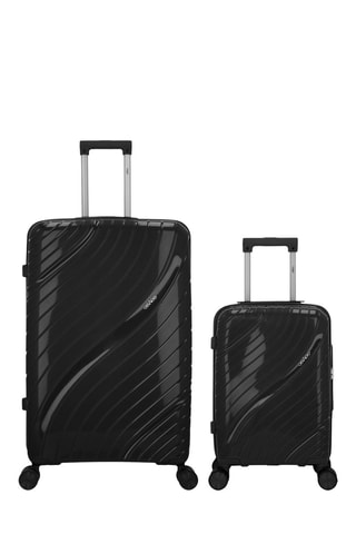Maleta de cabina low cost y maleta grande Lyra (XS/L)  -  51/75 cm - Negro y plateado