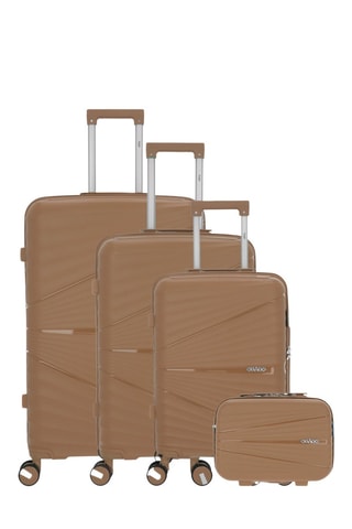 Juego de 3 maletas y vanity Vela-C (S/M/L/W)  -  55/65/75/35 cm - Marrón