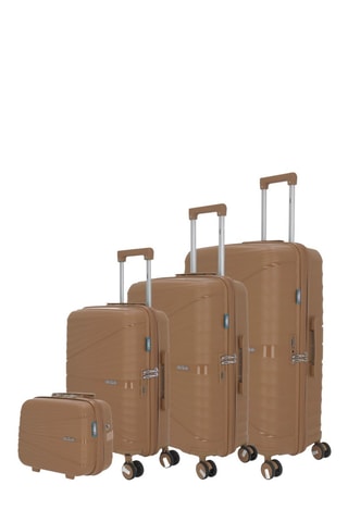 Juego de 3 maletas y vanity Vela-C (S/M/L/W)  -  55/65/75/35 cm - Marrón