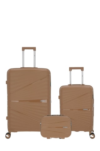 Juego de 2 maletas y vanity Vela (S/L/W)  -  55/75/35 cm - Marrón y plateado