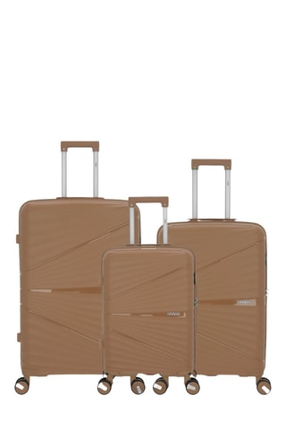 Juego de 3 maletas Vela (S/M/L)  -  55/65/75 cm - Marrón y plateado