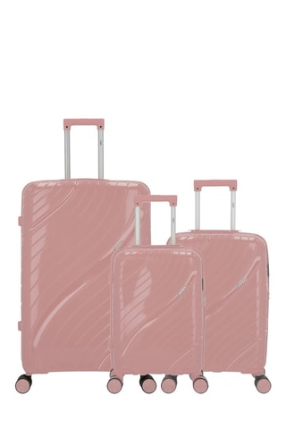 Juego de 3 maletas Lyra (XS/S/L)  -  51/55/75 cm - Rosa y plateado