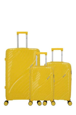 Juego de 3 maletas Lyra (XS/S/L)  -  51/55/75 cm - Amarillo y plateado